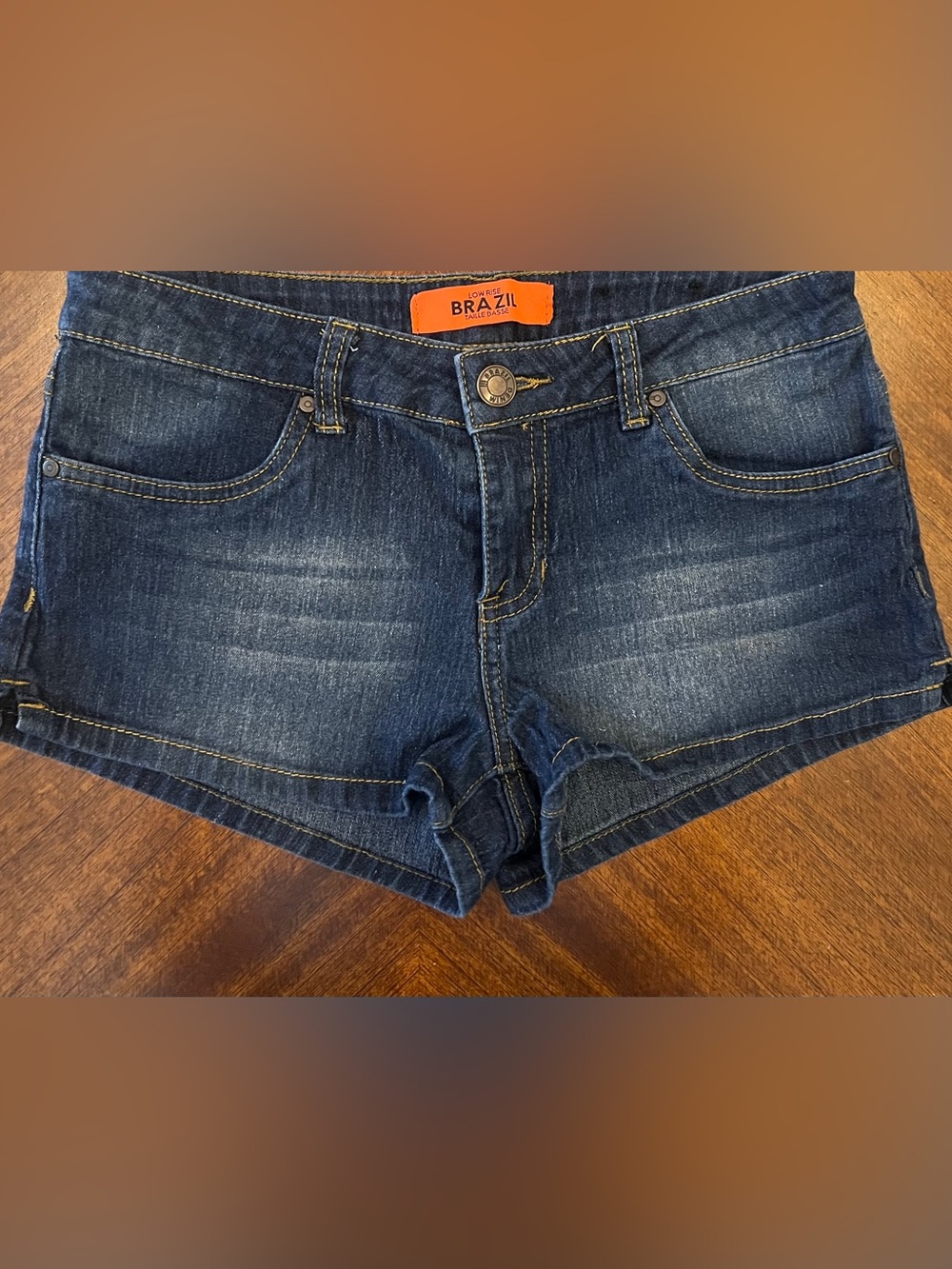 Mid-Rise Dark Blue Denim Jean Shorts
